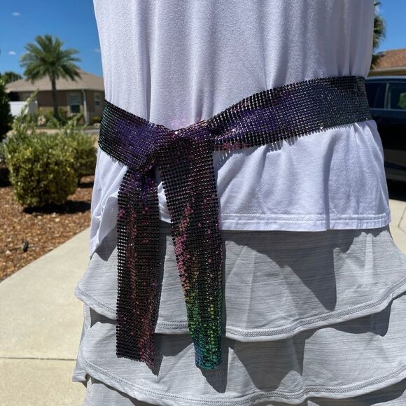 Sequin Long Scarf Choker Statement Necklace - Picture 7 of 7